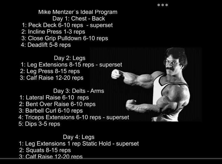 Mike Mentzer Ideal Routine The Heavy Duty Workout